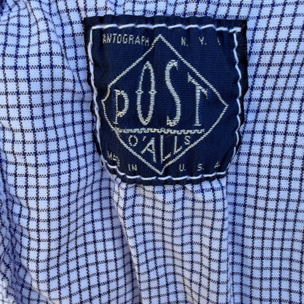 Post O'Alls Shirt‎ Mens M Blue Check Short Sleeve Button Up Workwear USA Made - Picture 5 of 8